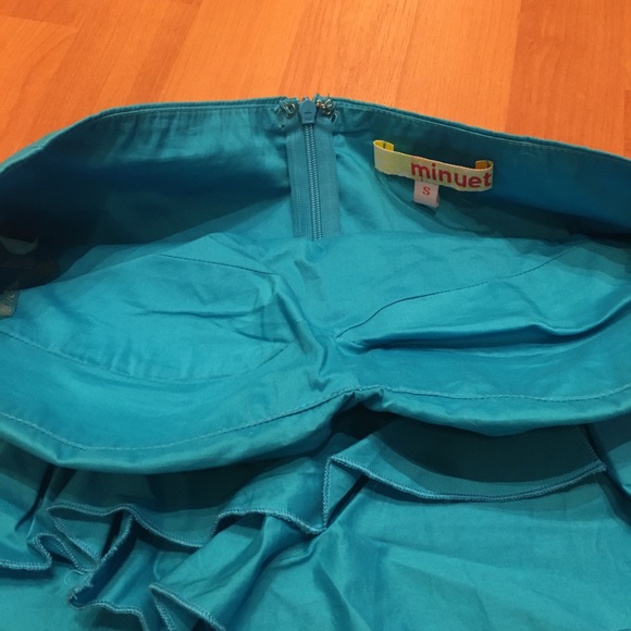 Blue mini dress with ruffles. - Picture 1 of 3